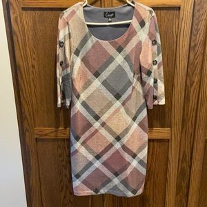 Plaid dress, pink and gray